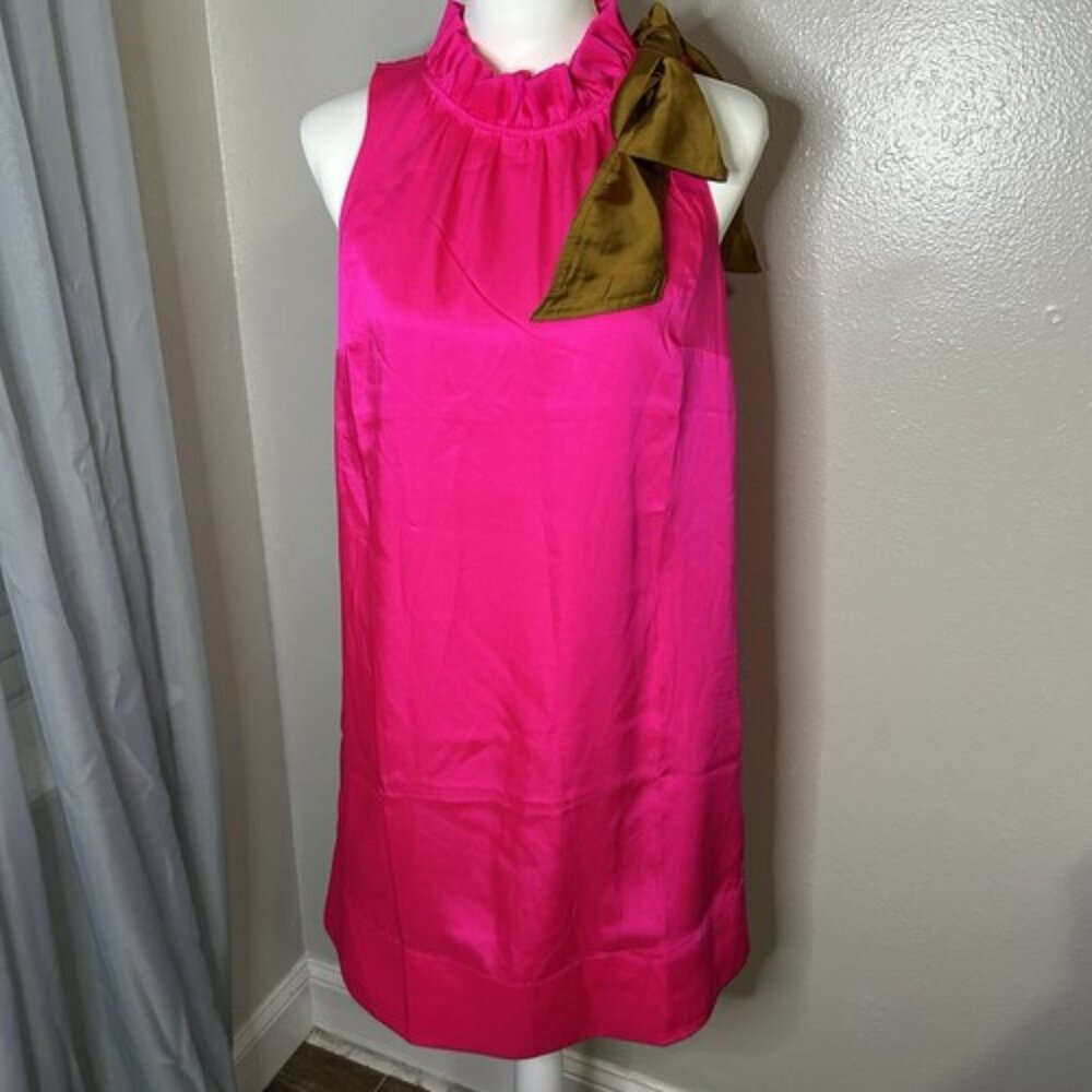 J Crew Fuschia Mini Dress with Bow Accent